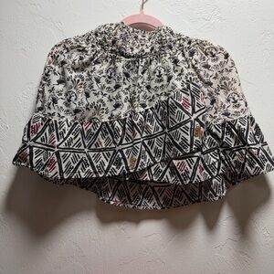 Free People Black and White Patterned A-Line Skirt